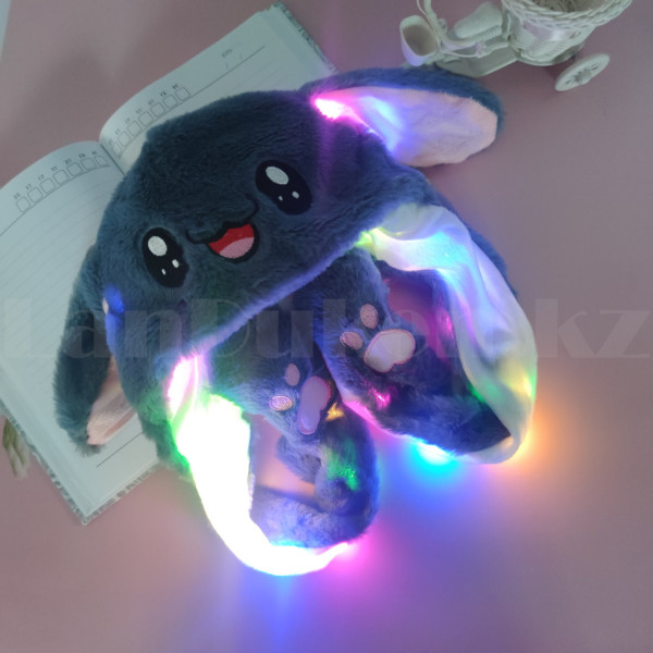 Шапка, що світиться Pikachu with led Пікачу з рухомими вушками Сіра