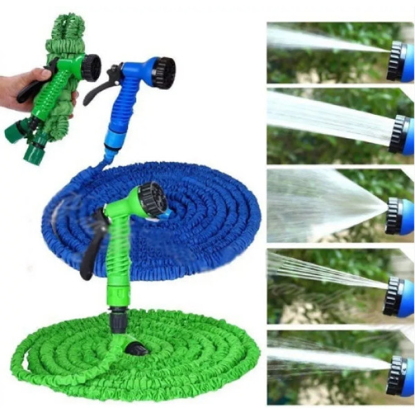 Шланг поливочный садовый Xhose 30 м с распылителем для полива Magic Hose Зеленый
