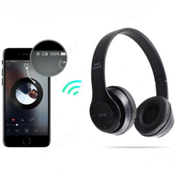 Наушники MDR P47+BT / Наушники беспроводные bluetooth microSD Mp3 с плеером