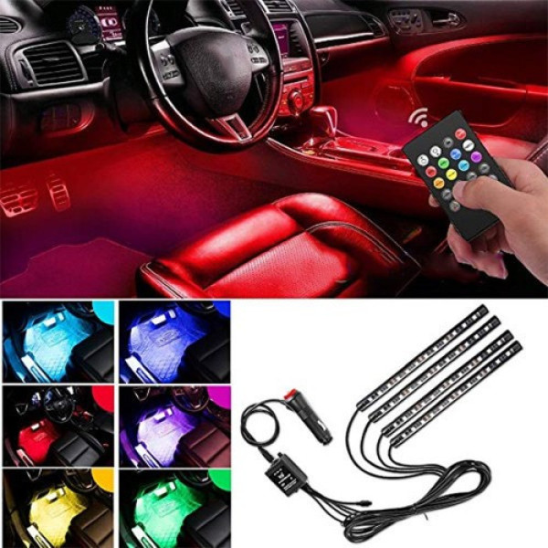 Універсальне автомобільне RGB led підсвічування LED AMBIENT HR-01678 з мікрофоном