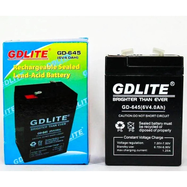 Battery 6V 4 Ah GD 645, Аккумулятор, Аккумуляторная батарея, Аккумулятор для весов свинцово-кислотный
