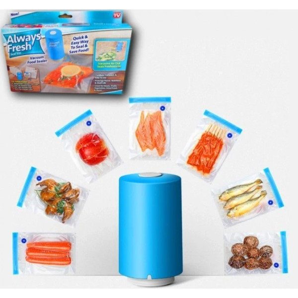 Упаковщик для еды Vacuum Sealer Always Fresh с 6 вакуумными пакетами в комплекте