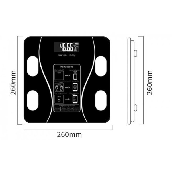 Напольные умные фитнес весы до 180кг, с Bluetooth, A-8003