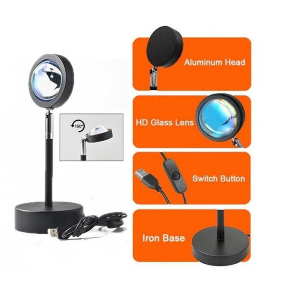 Проекционная лампа заката солнца Sunset lamp RGB, разноцветная 16 цветов
