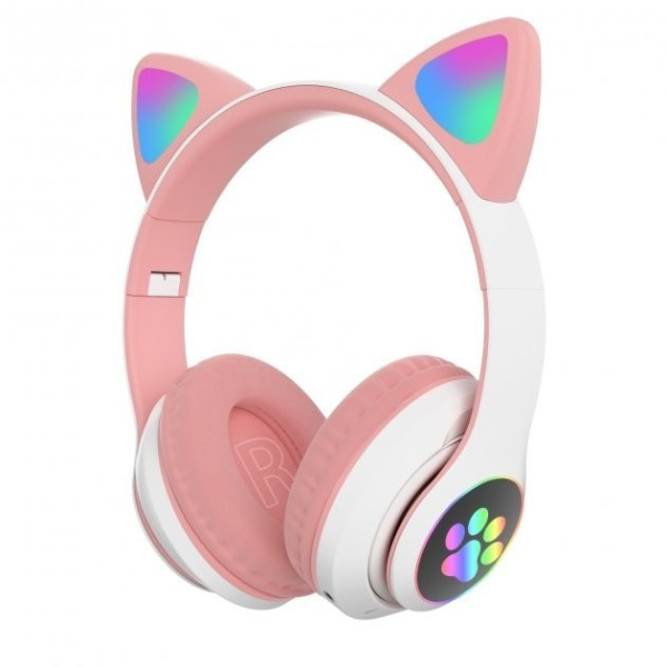 Детские беспроводные LED наушники с кошачьими ушками котика Cat STN-28 Bluetooth