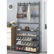Вешалка New simple floor clothes rack для одежды с полками для обуви 150х60x26см