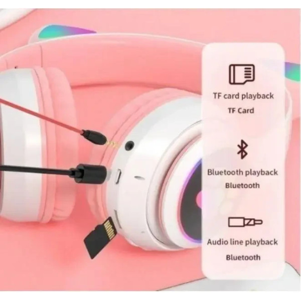 Детские беспроводные Bluetooth наушники с подсветкой CAT VZV-23M