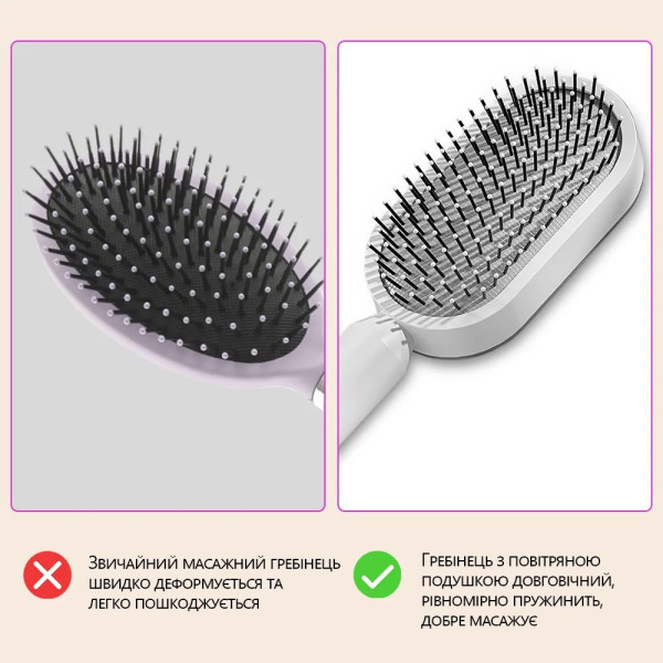 Антистатическая самоочищающаяся расческа с массирующим эффектом Onuliss O-1930