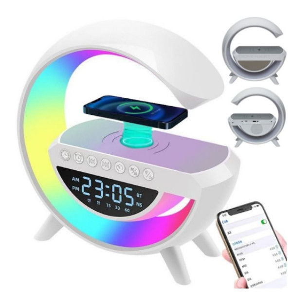 Ночник настольный с беспроводной зарядкой RGB Happy Light Smart Light Sound Machine 24см