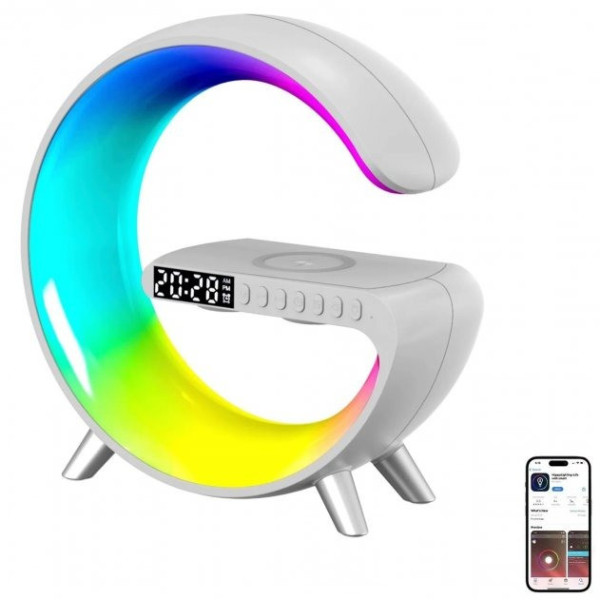 Многофункциональная лампа ночник Smart Light Sound Machine 5 в 1 с беспроводной зарядкой 15W и колонка