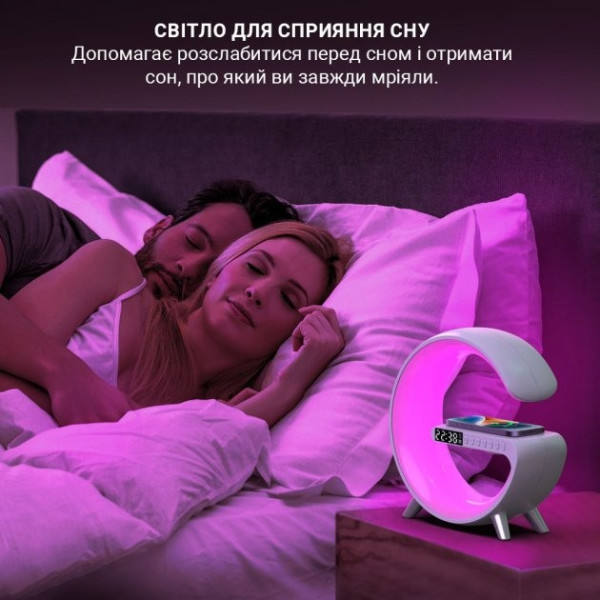 Многофункциональная лампа ночник Smart Light Sound Machine 5 в 1 с беспроводной зарядкой 15W и колонка