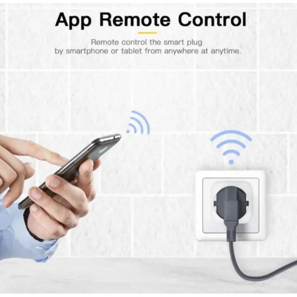 Смарт-розетка з таймером Wi-Fi розетка 20 А з лічильником електроенергії Tuya Smart 4400 Вт, Біла
