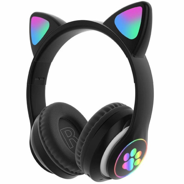 Детские беспроводные LED наушники с кошачьими ушками котика Cat STN-28 Bluetooth