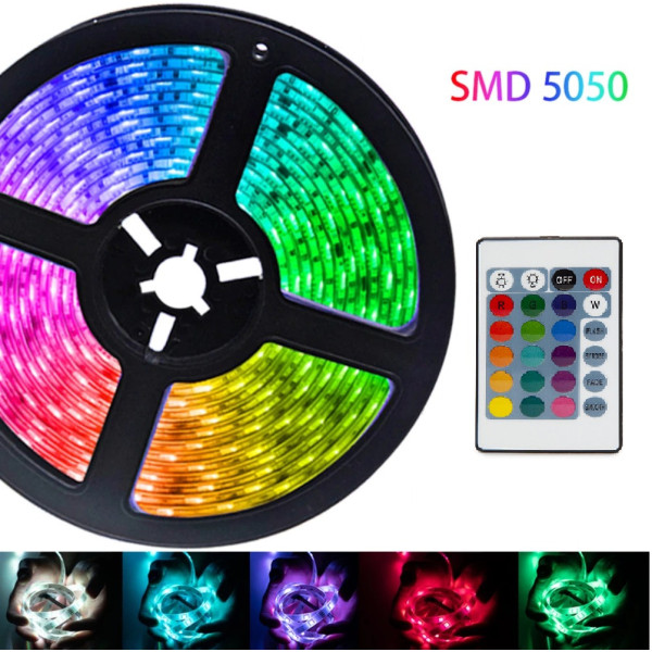 Светодиодная USB лента 5 м Rope-Lights SMD5050 IP65 RGB с контроллером