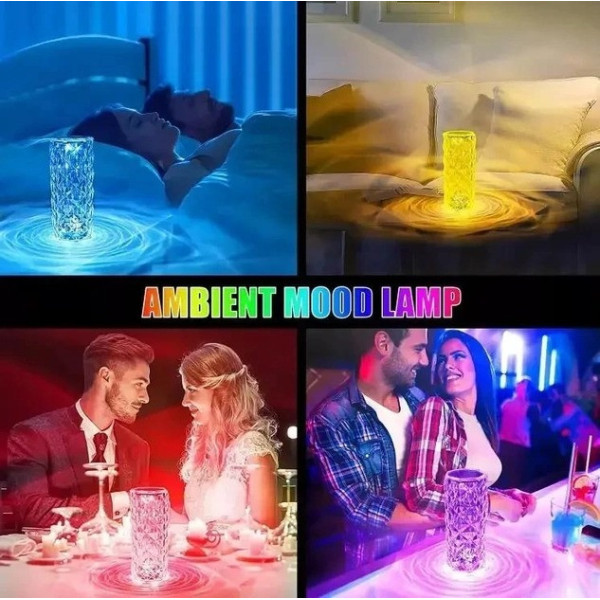 Ночник хрустальная ваза светодиодная Crystal Rose Ambience 16-цветов RGB 19.5 см AND463