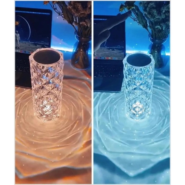 Ночник хрустальная ваза светодиодная Crystal Rose Ambience 16-цветов RGB 19.5 см AND463