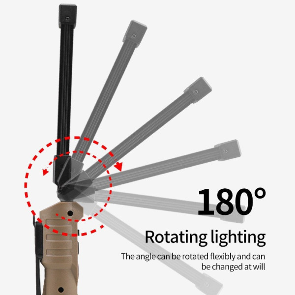 Ліхтар акумуляторний складаний для кемпінгу LIGHT L08-1 з магнітом і гаком для підвісу Black