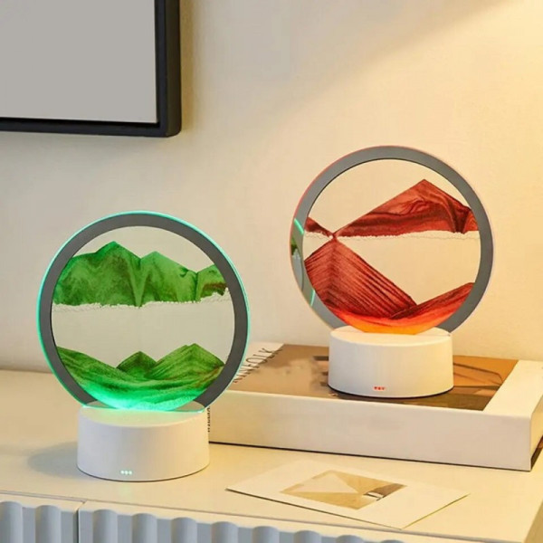 Настольная LED лампа RGB ночник 3D Sandscape светодиодные песочные часы