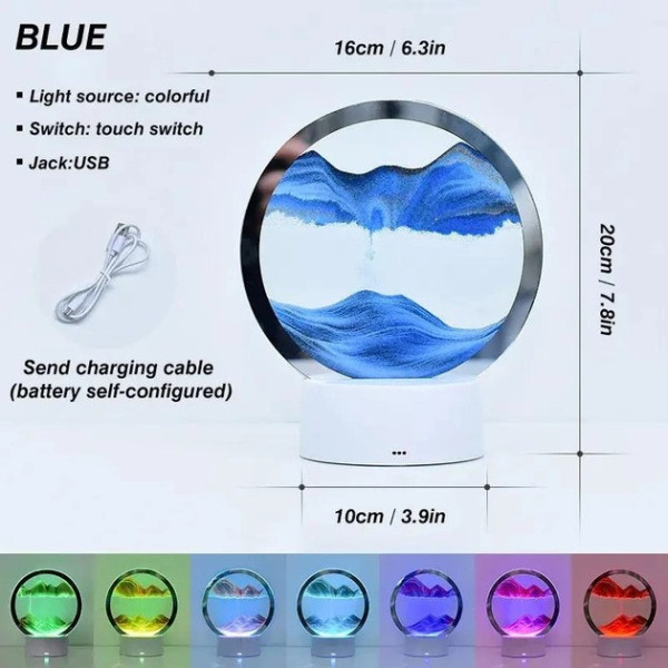 Настольная LED лампа RGB ночник 3D Sandscape светодиодные песочные часы
