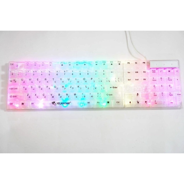 Проводная клавиатураYelandar AN-T20 USB RGB мембранная с подсветкой White 8923