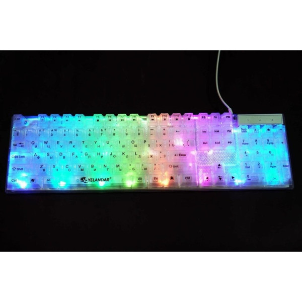 Проводная клавиатураYelandar AN-T20 USB RGB мембранная с подсветкой White 8923