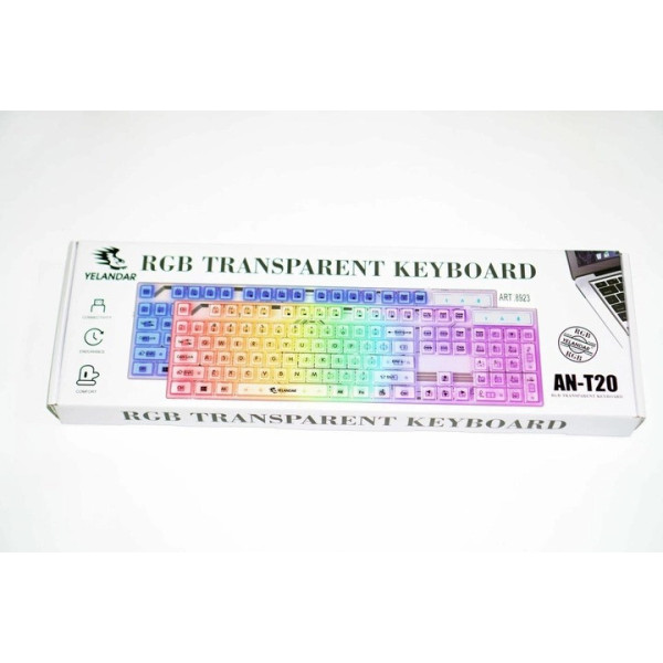 Проводная клавиатураYelandar AN-T20 USB RGB мембранная с подсветкой White 8923