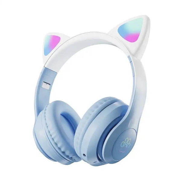 Детские наушники STN-28 PRO с ушками и LED-подсветкой Bluetooth 5.3 складные microSD