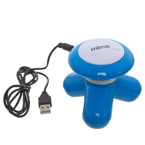 Мультифункциональный ручной мини-массажер вибромассаж Mimo USB, синий