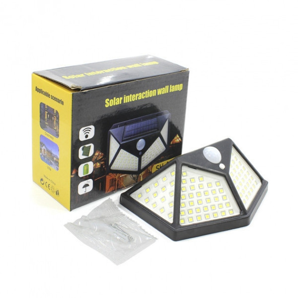 Світлодіодний світильник із датчиком руху на сонячних батареях Solar Interaction Wall Lamp 100 LED
