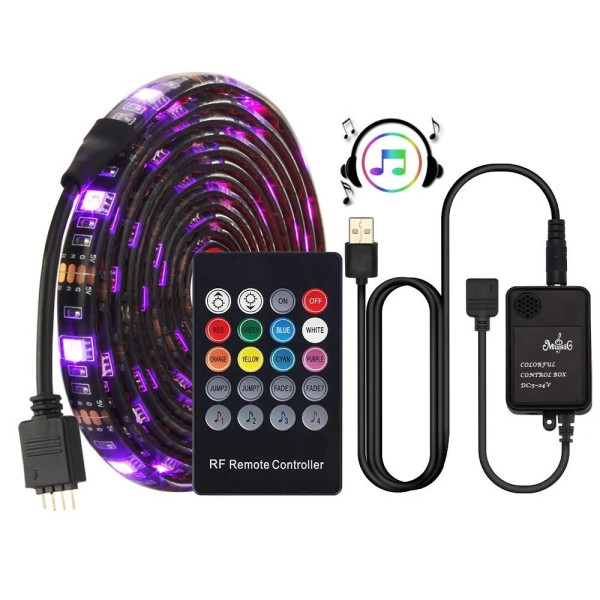 Светодиодная USB лента 5 м Rope-Lights SMD5050 IP65 RGB с контроллером