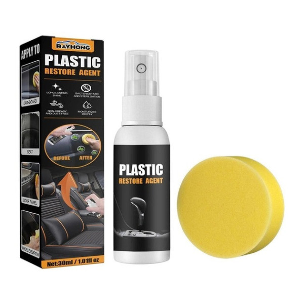 Засіб для відновлення пластикового покриття авто JoyPro Plastic Restore Agent, спрей 30 мл із губкою
