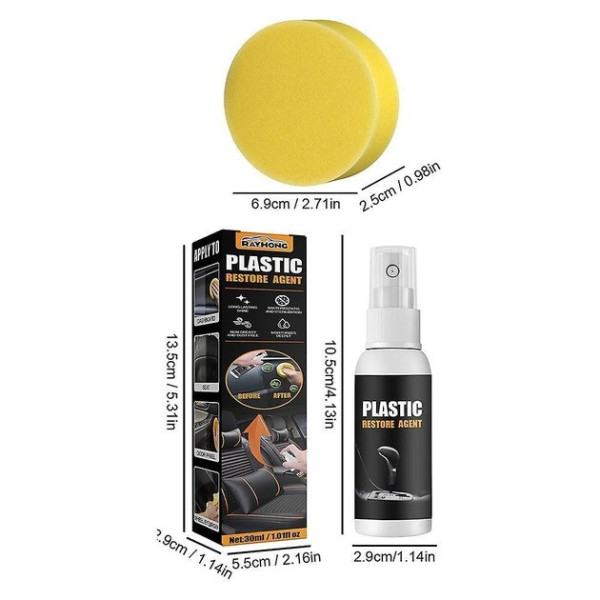 Засіб для відновлення пластикового покриття авто JoyPro Plastic Restore Agent, спрей 30 мл із губкою
