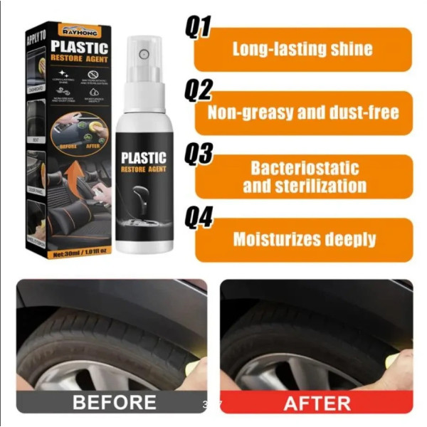 Засіб для відновлення пластикового покриття авто JoyPro Plastic Restore Agent, спрей 30 мл із губкою
