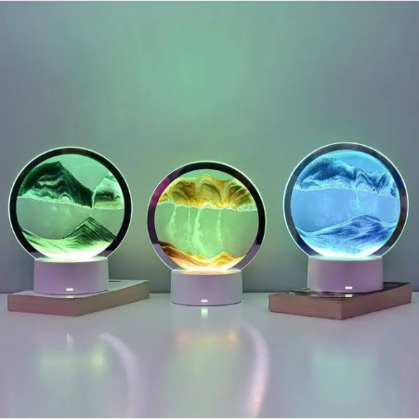 Настольная лампа-ночник Песочные часы с RGB подсветкой и 3D эффектом / Светильник с сенсорным управлением