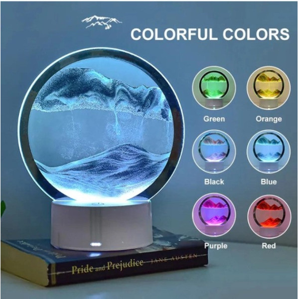 Настольная лампа-ночник Песочные часы с RGB подсветкой и 3D эффектом / Светильник с сенсорным управлением