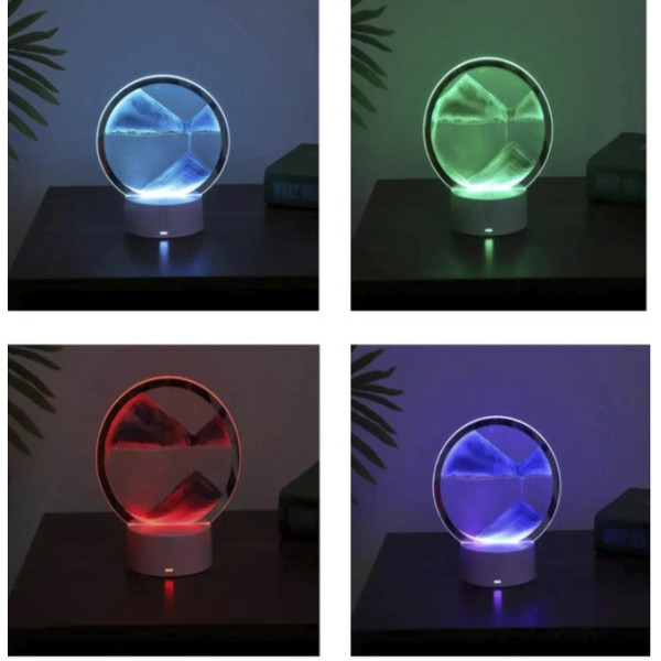 Настольная лампа-ночник Песочные часы с RGB подсветкой и 3D эффектом / Светильник с сенсорным управлением