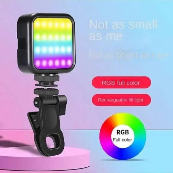 Видеосвет мини LED RGB с аккумулятором и прищепкой AY-83