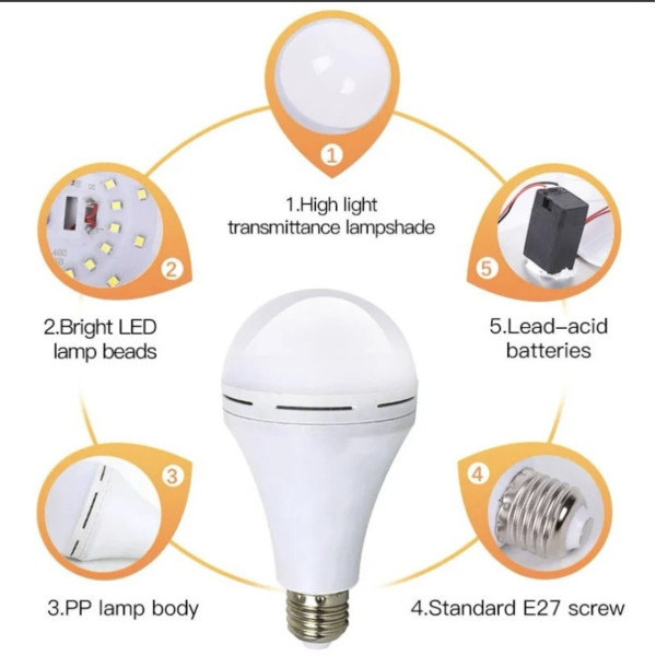 Лампа Smartcharge 15W с аккумулятором для освещения и работы без электричества