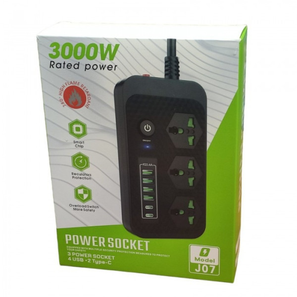 Удлинитель Power Socket J07 с 2 Type-C разъемами и защитой от перегрузок