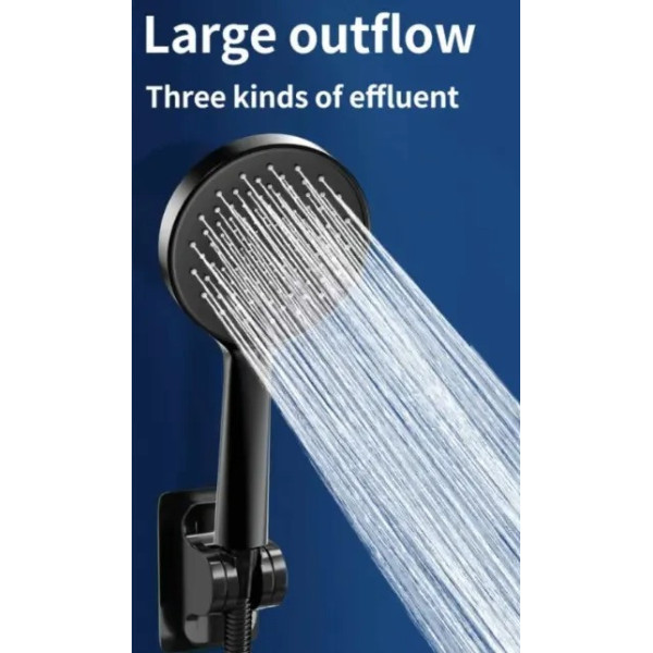 Лійка для душу з тримачем і шлангом Shower set чорна для ванної кімнати, 4 режими