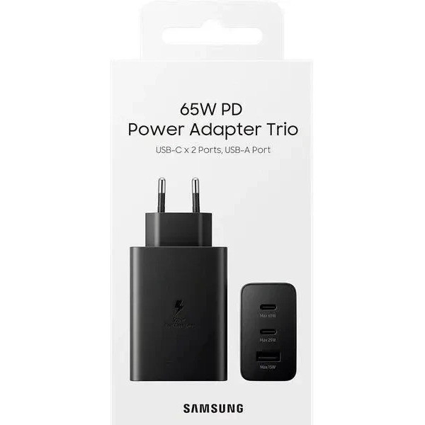Зарядное устройство 65W Trio 2 Type-C/USB-A с поддержкой быстрой зарядки PD 3.0/SFC/AFC Черное