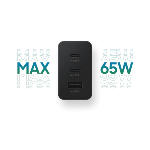 Зарядное устройство 65W Trio 2 Type-C/USB-A с поддержкой быстрой зарядки PD 3.0/SFC/AFC Черное