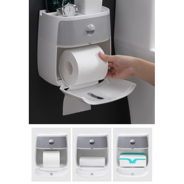 Пластиковый держатель туалетной бумаги с верхней полкой Ecoco Towel Holder AA2-2