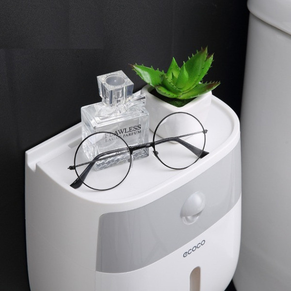 Пластиковый держатель туалетной бумаги с верхней полкой Ecoco Towel Holder AA2-2