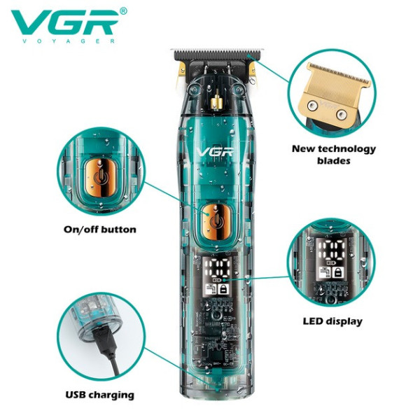 Триммер аккумуляторный VGR V-961 Professional с комплектом насадок