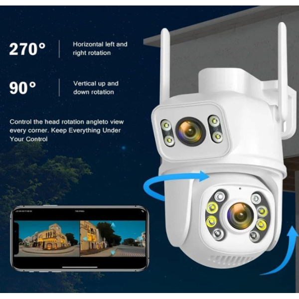 Видеокамера уличная WiFi с поворотом и датчиком движения 12 Мп SD 39 4G