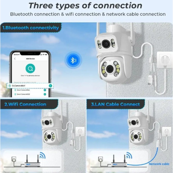 Видеокамера уличная WiFi с поворотом и датчиком движения 12 Мп SD 39 4G