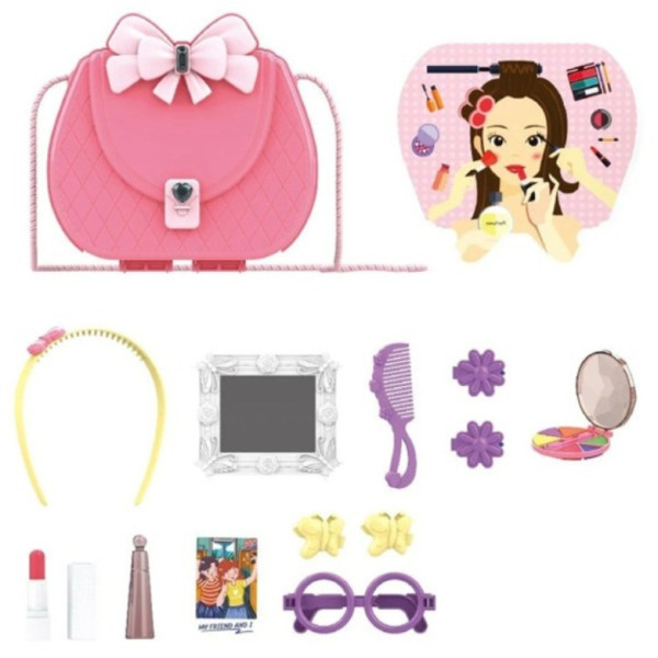 Набор детской косметики Kids Pretend Toy Bag с зеркалом и сумочкой розовый