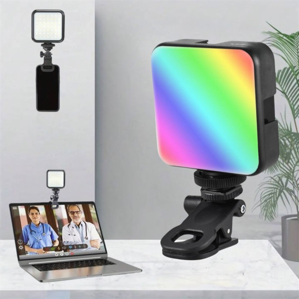 Видеосвет мини LED RGB с аккумулятором и прищепкой AY-83
