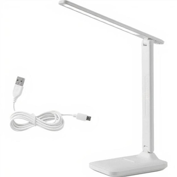 Лампа настольная LCD 868 аккумуляторная с термометром и часами white